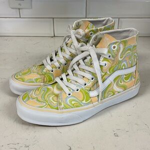 Vans Sk8-Hi Tapered Swirl Lime Green Skate Shoes Size 9